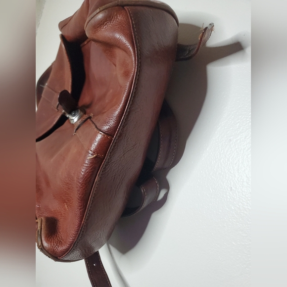 Wilson's Leather Mini Bookbag Distressed Brown Carry Handle - Picture 4 of 14